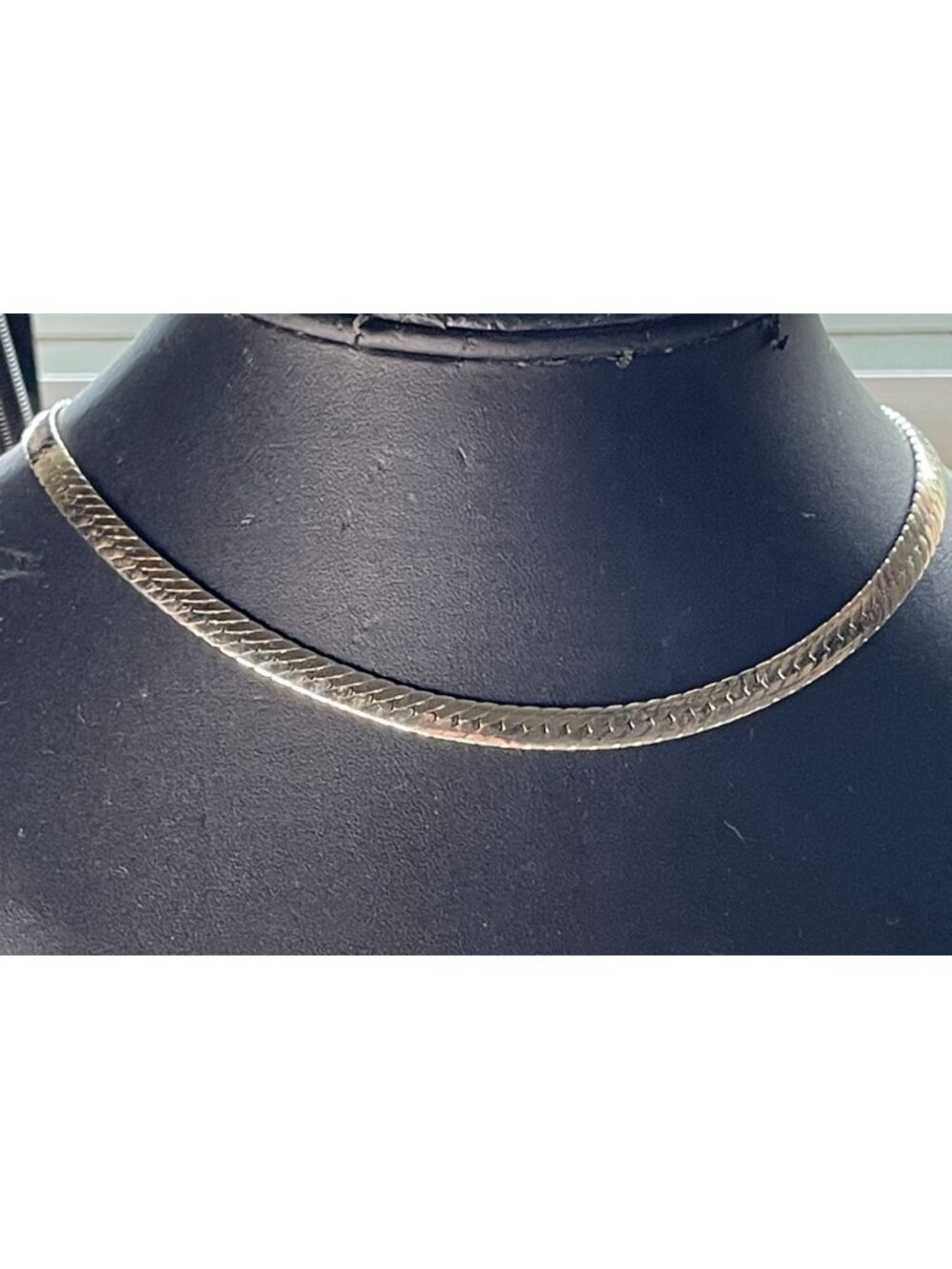 VTG 1980s 14KT GP Herringbone Chain Necklace 16 Inch Choker Flat Link P